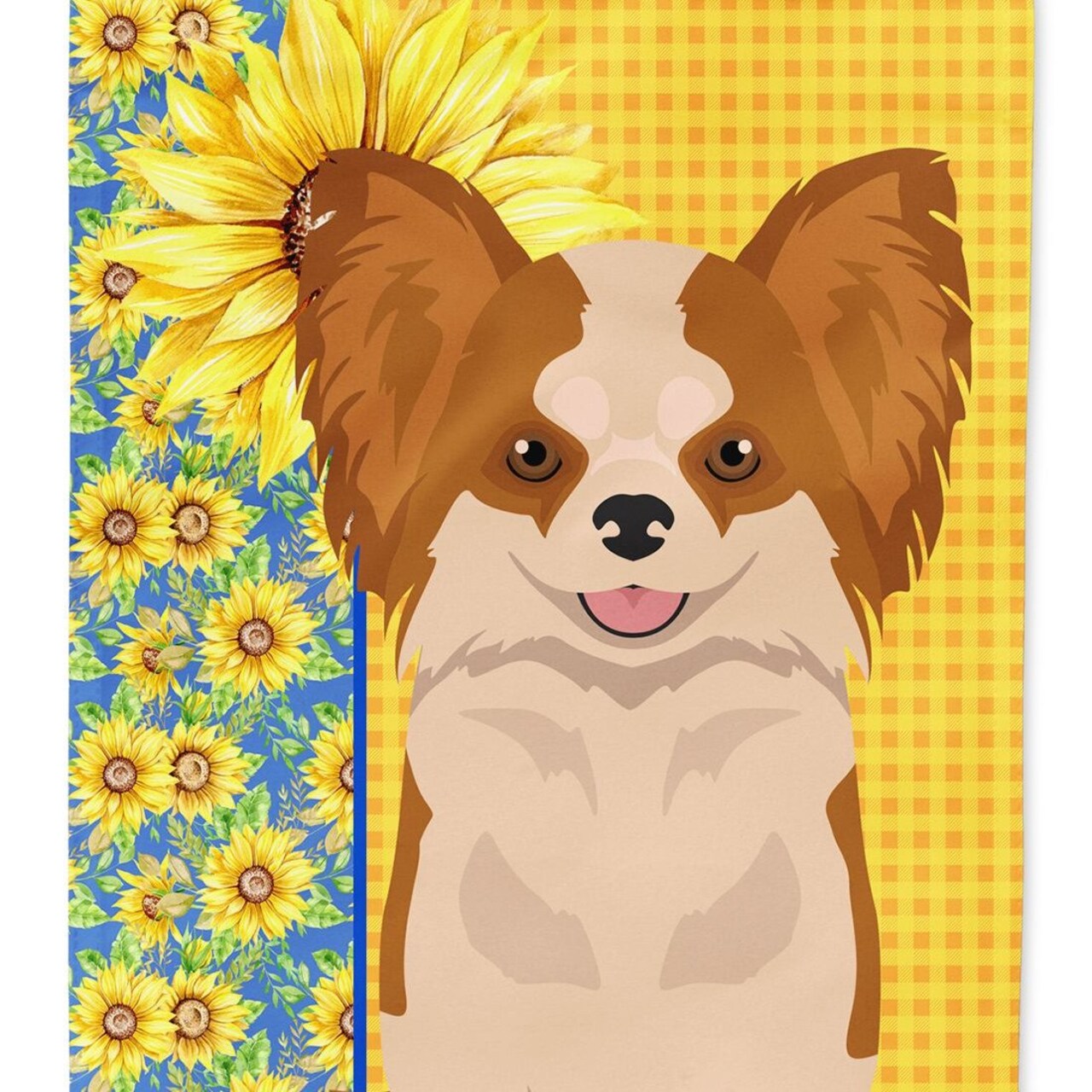 Edge Collections - 28" X 40" - Red - Summer Sunflowers Longhaired and Chihuahua - 1 Piece